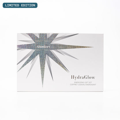 HydraGlow gift set box, white with silver star, and limited edition label